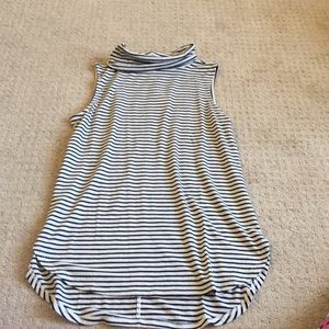 Black and Gray Loft Turtleneck Sleeveless Top